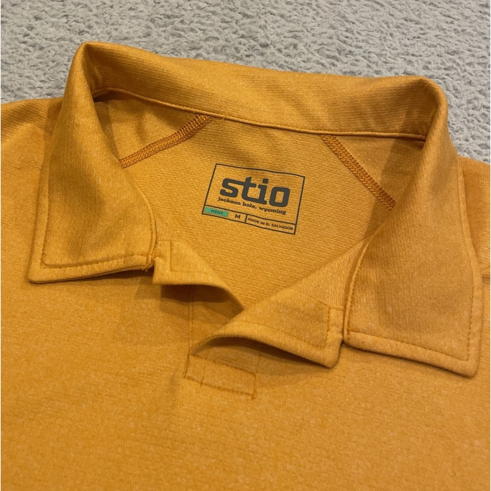 Stio Crester Polo Shirt Mens Medium Orange Performance Polyester Wicking Stretch